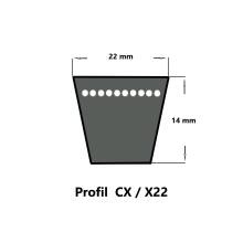 Strongbelt Keilriemen CX49 - 22 x 1308 Lp, flankenoffen...