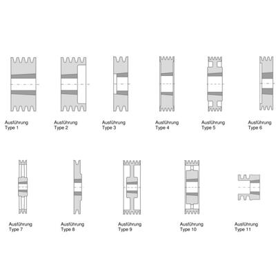 Keilriemenscheibe SPZ 630 fr Taperbuchse, mit auswhlbarer Rillenanzahl