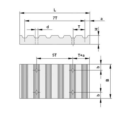 XL025 Klemmplatte aus Aluminium XL025 = 6,35mm fr Zahnriemen