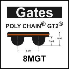 Gates POLY CHAIN® GT2® 8MGT 1280, Breite...