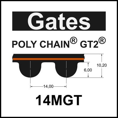 Gates POLY CHAIN GT2 14MGT 994, Breite auswhlbar, Zahnriemen