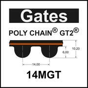 Gates POLY CHAIN GT2 14MGT 3360, Breite auswhlbar,...