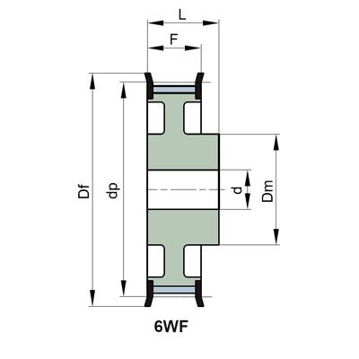 56-8M-50 ZRS Zahnriemenscheibe fr zylindrische Bohrung 56 Zhne 50 mm Breite