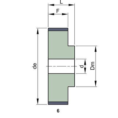 Zahnriemenscheibe fr Profil AT5, 44 Zhne, 25 mm Breite, fr Fertigbohrung